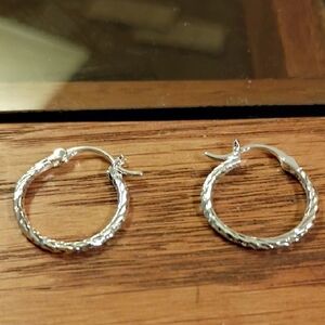 Twisted Silver Hoop Earrings